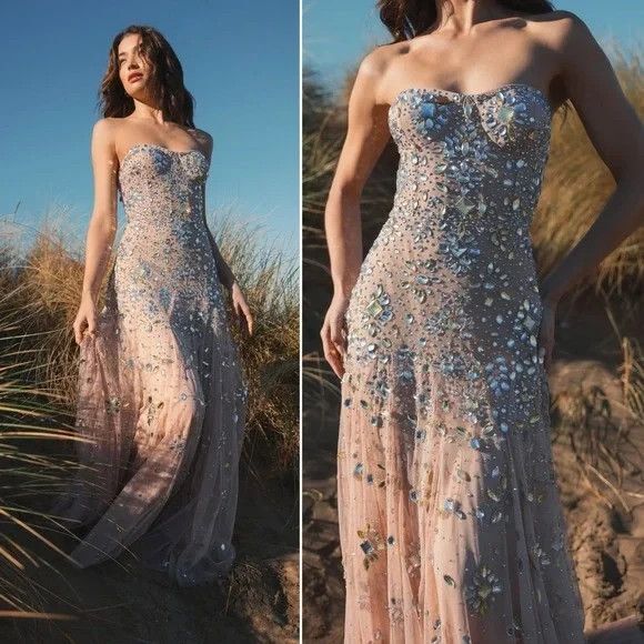 Mac Duggal 10100 Sz 12 Rose Pink Strapless Sweetheart Embellished Gown $698 - Picture 4 of 8